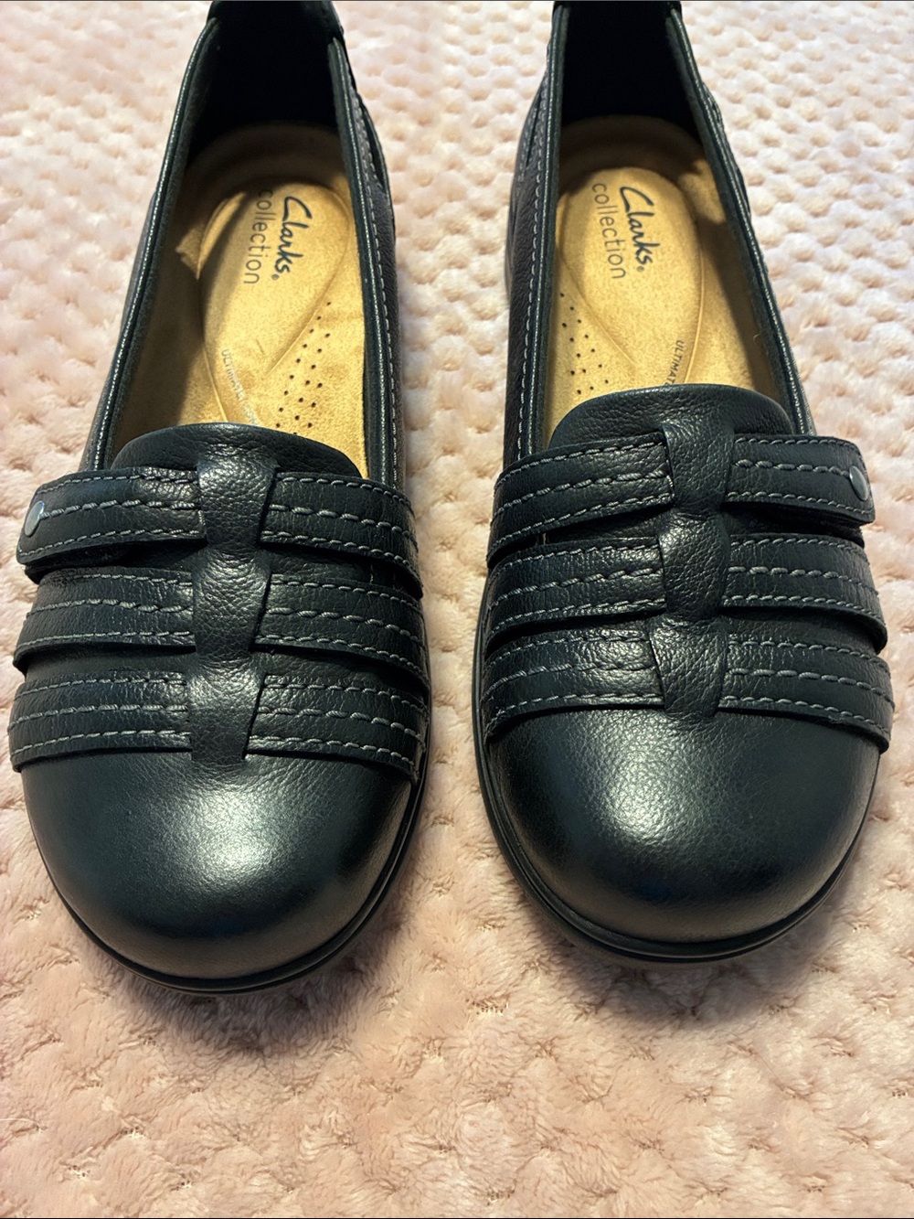 Clarks Carleigh Eliza Leather Loafers in Black US 8 M NIB